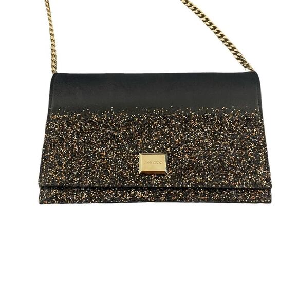 Jimmy Choo Handbags - Jimmy Choo Black and Gold Glitter Clutch Crossbody